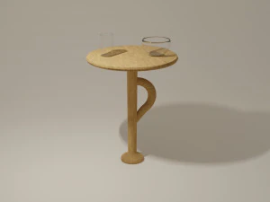 3D vintage tek el masa şeffaf cam ve kase modeli 3D Model