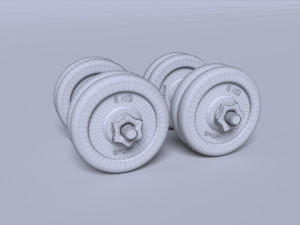 sports equipment dumbbells barbell 3D Модель
