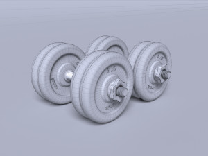 sports equipment dumbbells barbell 3D Модель