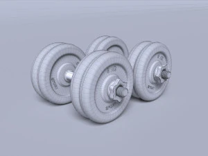 sports equipment dumbbells barbell 3D Model