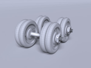 sports equipment dumbbells barbell 3D Модель
