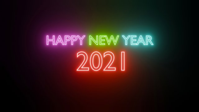 happy new year 2021 3d text with effect neon light 3Dモデル .c4d .max .obj .3ds .fbx .stl .blend 