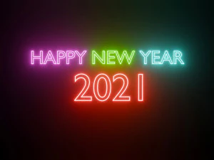 selamat tahun baru 2021 teks 3d dengan efek lampu neon Model 3D