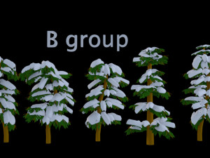 Groups of snow trees 3D Model