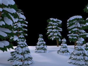 Groups of snow trees 3D Model