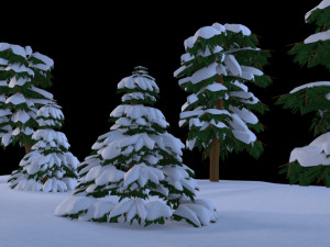 Groups of snow trees 3D Model