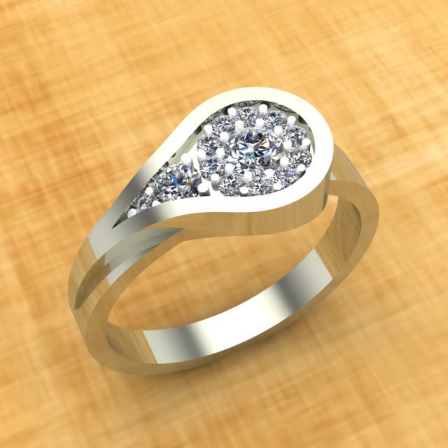 elegant ring in the form of a drop with stones 3D Модель .c4d .max .obj .3ds .fbx .stl .blend 