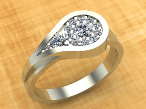 elegant ring in the form of a drop with stones 3D Model