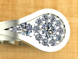 elegant ring in the form of a drop with stones 3D Модель