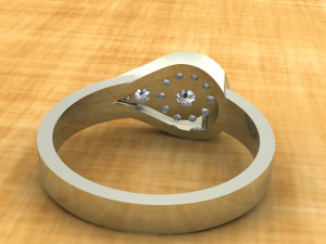 elegant ring in the form of a drop with stones 3D Модель