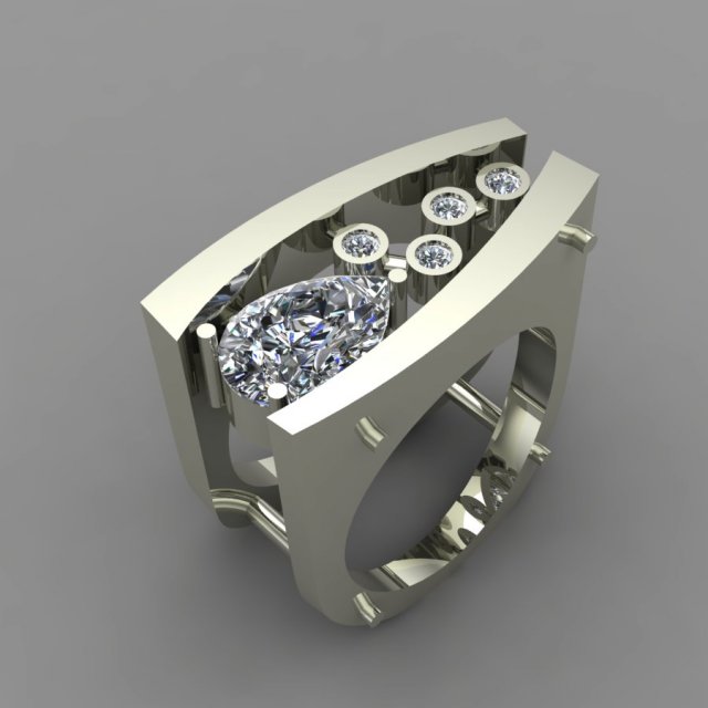 ring with a pear-cut stone10x7 Modelo 3D .c4d .max .obj .3ds .fbx .stl .blend 