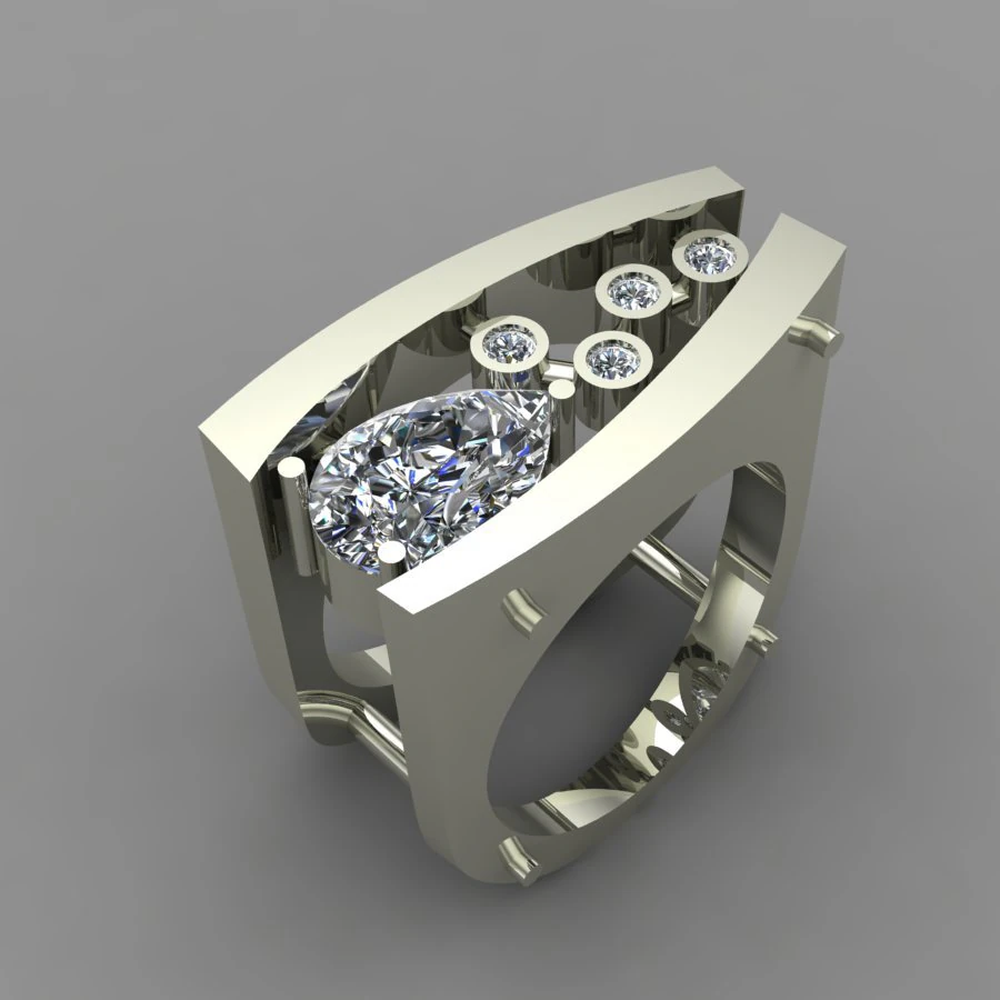 ring with a pear-cut stone10x7 3D Model .c4d .max .obj .3ds .fbx .stl .blend