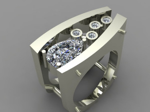ring with a pear-cut stone10x7 3D Model