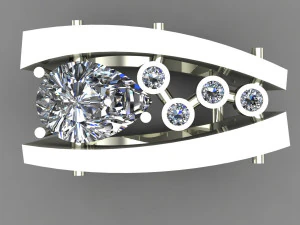 ring with a pear-cut stone10x7 3D Model