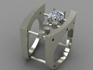 ring with a pear-cut stone10x7 Modelo 3D