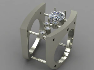 ring with a pear-cut stone10x7 3D Model