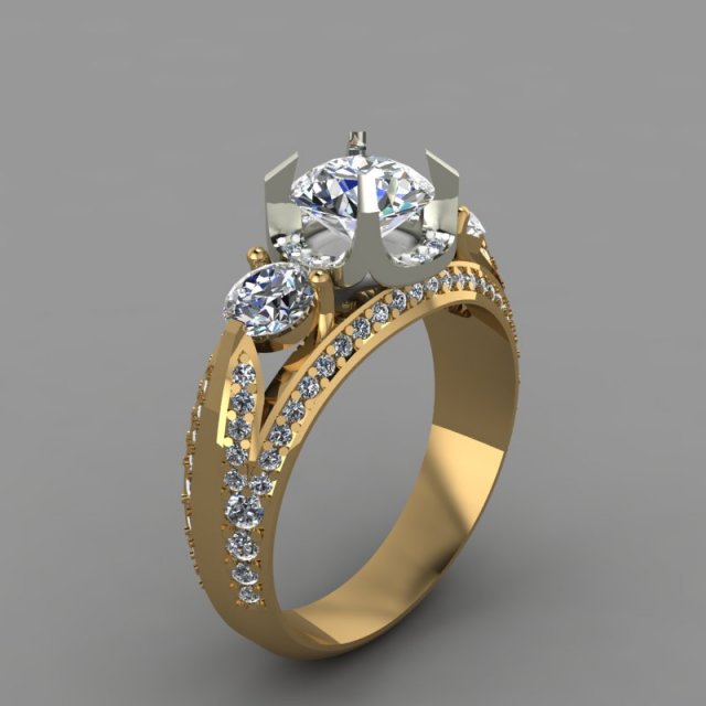 3 stones ring 3D Model .c4d .max .obj .3ds .fbx .stl .blend