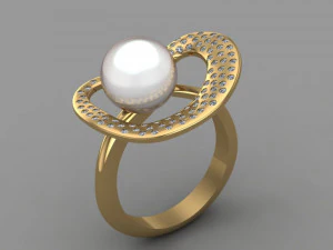 독창적인 공간 디자인의 진주가 담긴 반지 3D 모델
