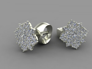 earrings ear stud with gemstones 3D Model