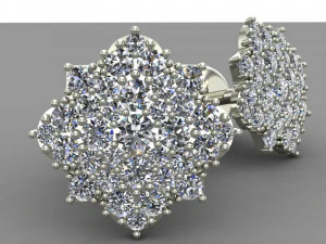 earrings ear stud with gemstones 3D Model