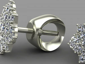 earrings ear stud with gemstones 3D Model