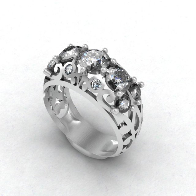 openwork ring with gemstones Modello 3D .c4d .max .obj .3ds .fbx .stl .blend 