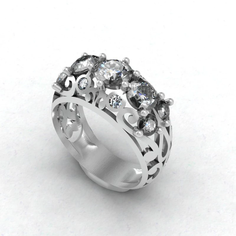 openwork ring with gemstones 3D Model .c4d .max .obj .3ds .fbx .stl .blend 