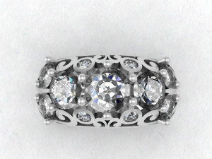 openwork ring with gemstones Modello 3D
