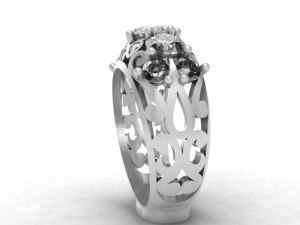openwork ring with gemstones Modello 3D