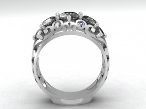 openwork ring with gemstones Modello 3D