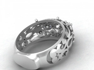 openwork ring with gemstones Modello 3D