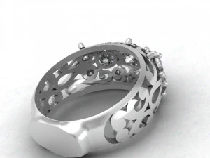 openwork ring with gemstones 3D Model