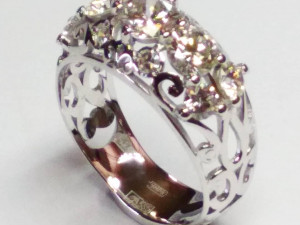 openwork ring with gemstones Modello 3D