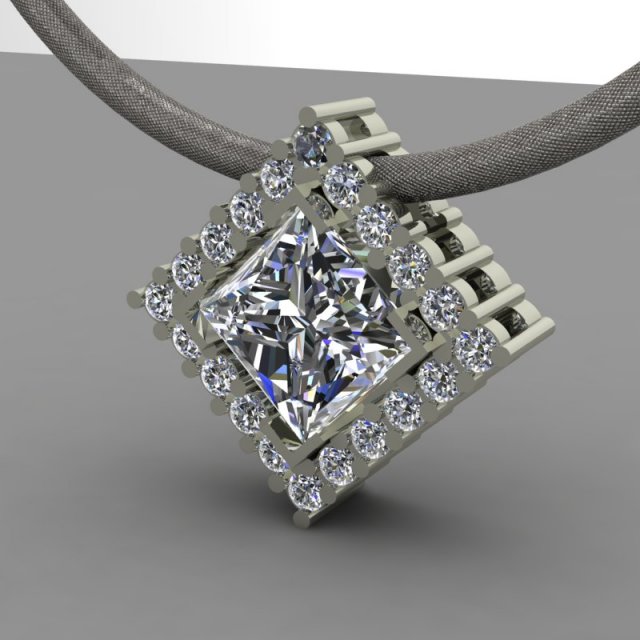 princess cut stone pendant 3D Model .c4d .max .obj .3ds .fbx .stl .blend 