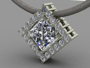 princess cut stone pendant 3D Model