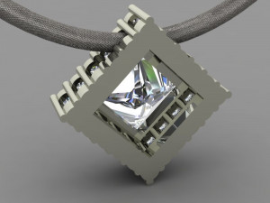 princess cut stone pendant 3D Model