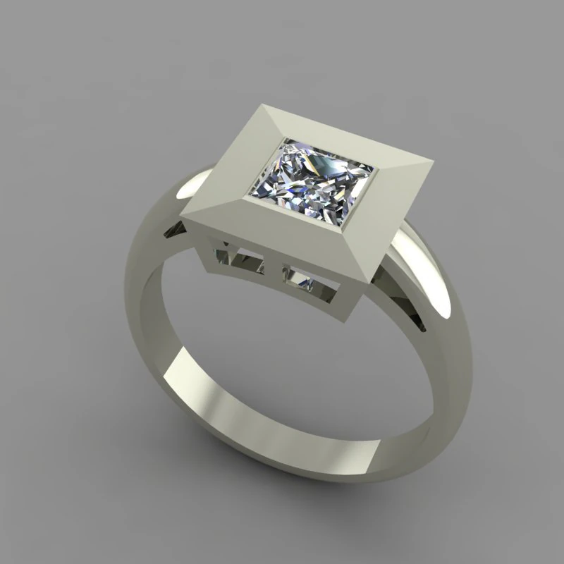 ring with a princess cut stone 3D Model .c4d .max .obj .3ds .fbx .stl .blend