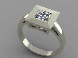 anello con pietra taglio principessa Modello 3D