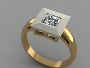 ring with a princess cut stone 3D Model