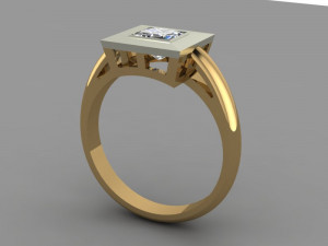 ring with a princess cut stone 3D Model