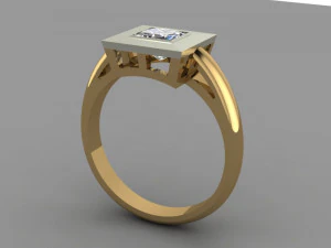 ring with a princess cut stone 3D Model