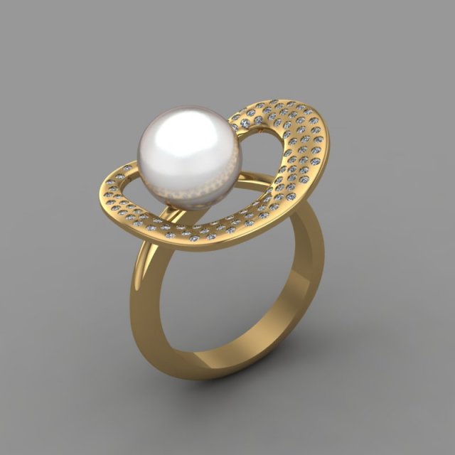 ring with a pearl of the original space design 3D Print Model .c4d .max .obj .3ds .fbx .stl .blend 