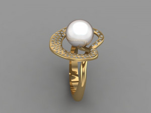 ring with a pearl of the original space design 3D Print Model