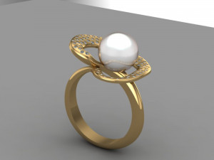 ring with a pearl of the original space design 3D Print Model
