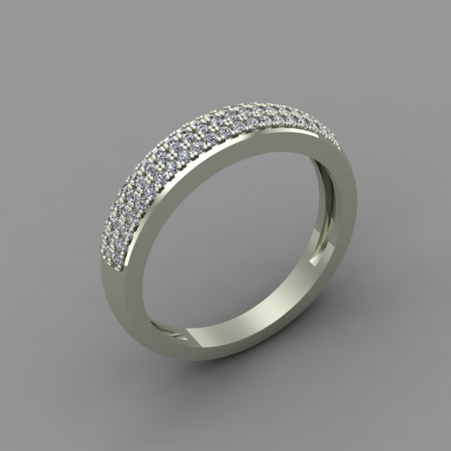 ring with three rows of stones 3D Model .c4d .max .obj .3ds .fbx .stl .blend 