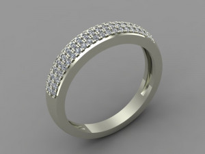 ring with three rows of stones 3D Model