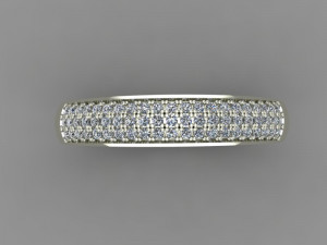 ring with three rows of stones 3D Model