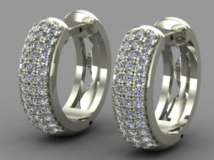 earrings with three rows of stones Modelo 3D