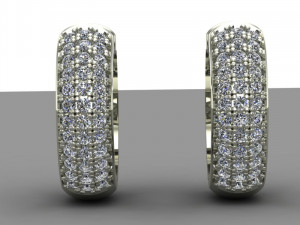 earrings with three rows of stones 3D Model