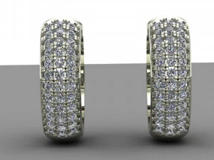 earrings with three rows of stones 3D Model